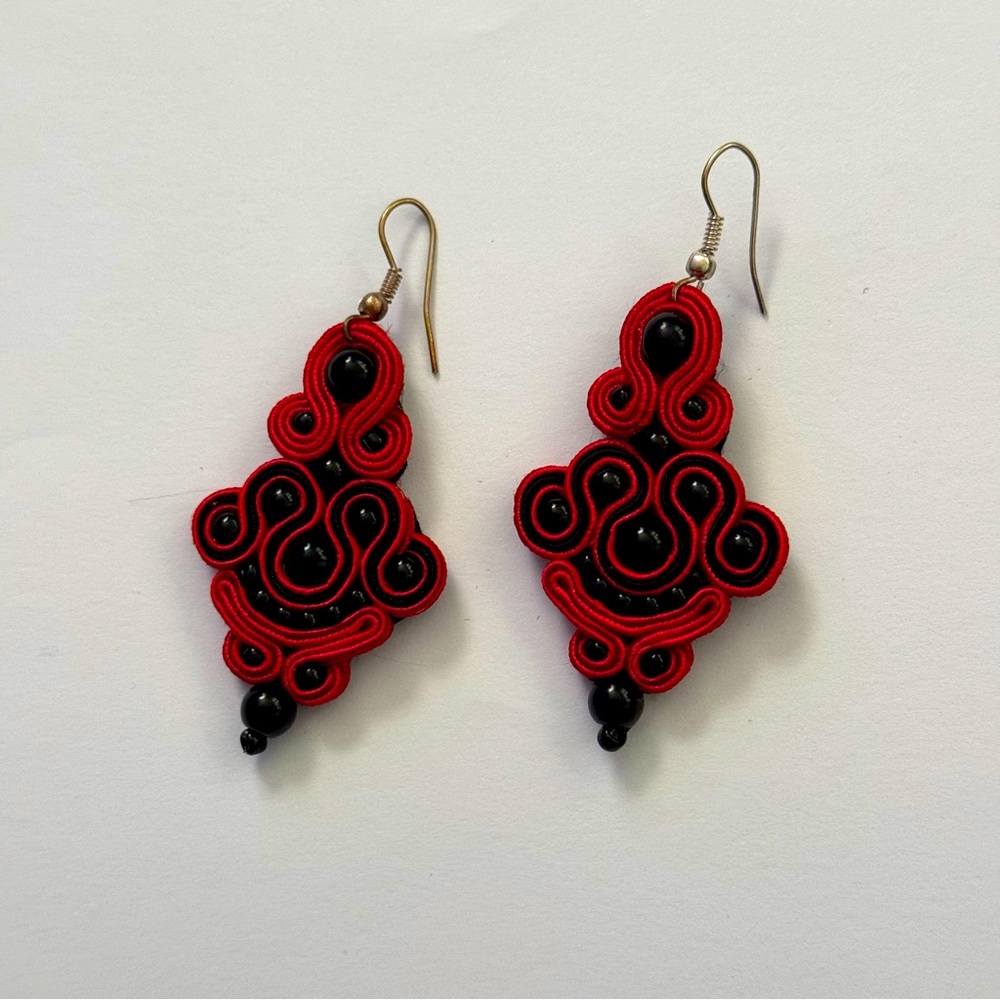 New Soutache Handmade Earrings Colors Red and Black